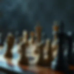 Chessboard with strategic pieces in play
