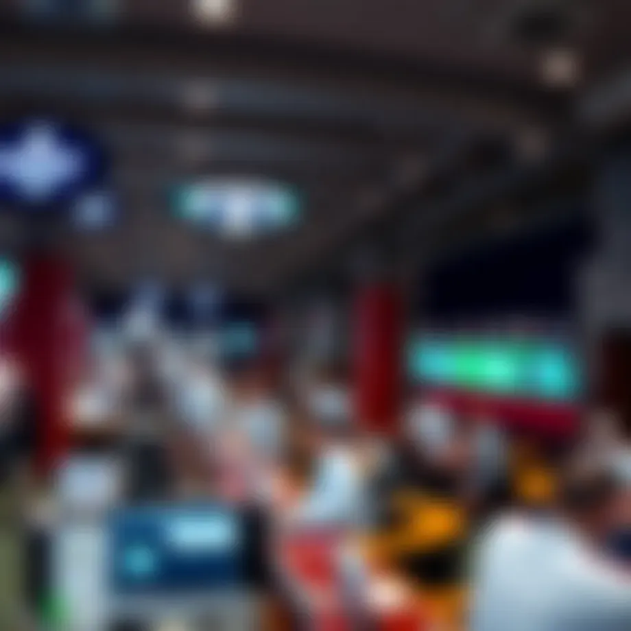 A panoramic view of a bustling Kansas City sports betting venue