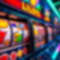Colorful slot machine display with various symbols