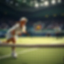 Dynamic tennis action during a live match